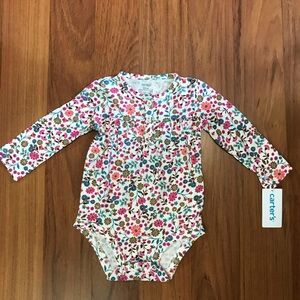 Carter's Baby Girl Floral Long Sleeve Bodysuit Size 12 Months